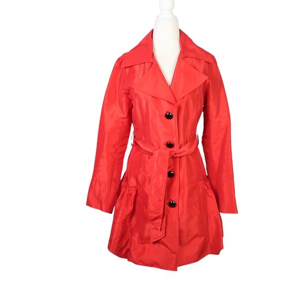 Vintage Y2K Coffeeshop red mid length raincoat jacket M - Picture 1 of 8